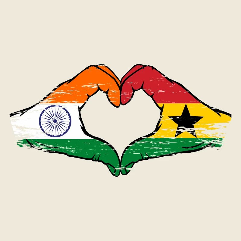 Inde Ghana drapeau mains forme de coeur utilisé