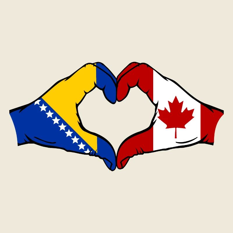 Bosnie Canada Drapeau Mains Coeur Forme