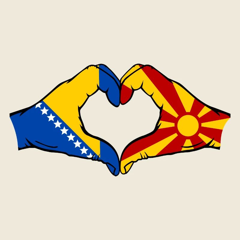 Bosnie Macédoine Drapeau Mains Coeur Forme