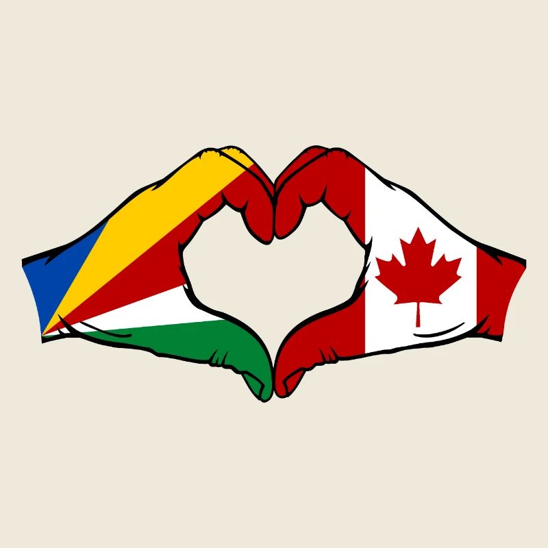 Seychelles Canada Flag Hands Heart Shape