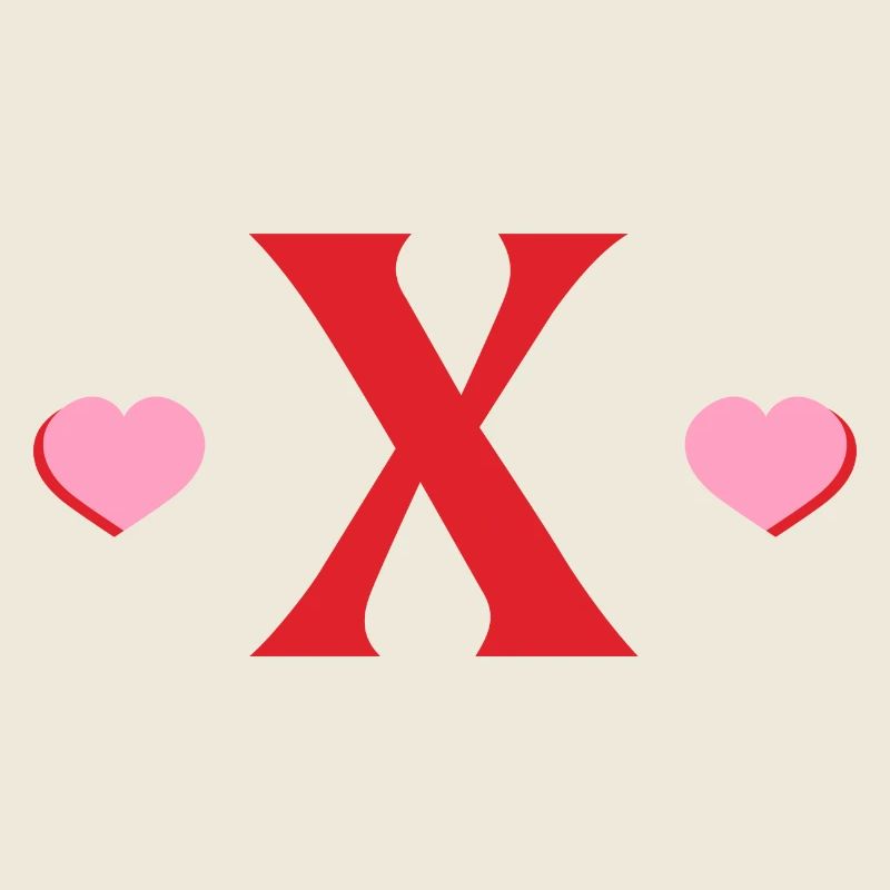 Letter x Red Hearts