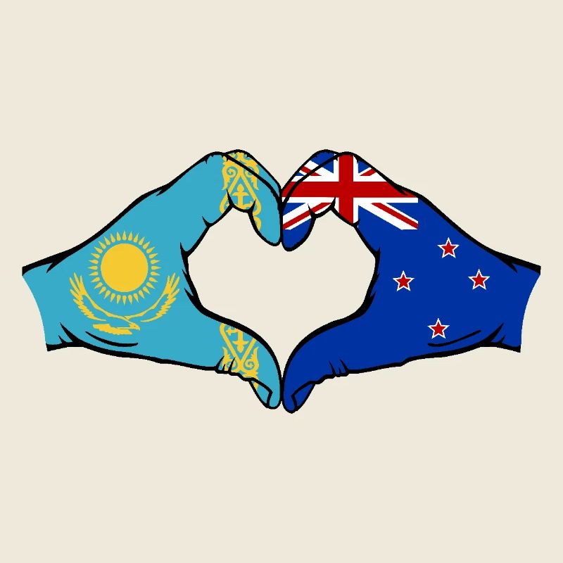 Kazakhstan Nouvelle-Zélande drapeau mains forme coeur
