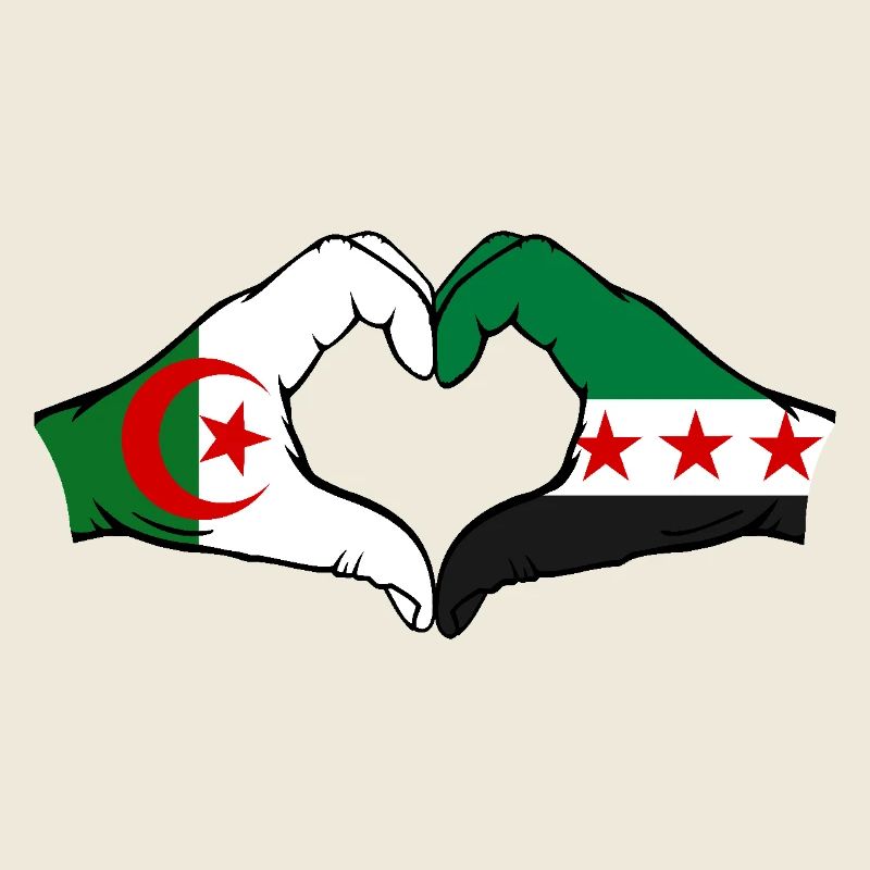 Algeria Syria Flag Hands Heart Shape