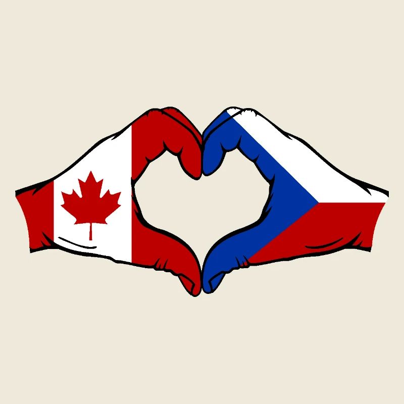 Canada République tchèque drapeau mains forme coeur