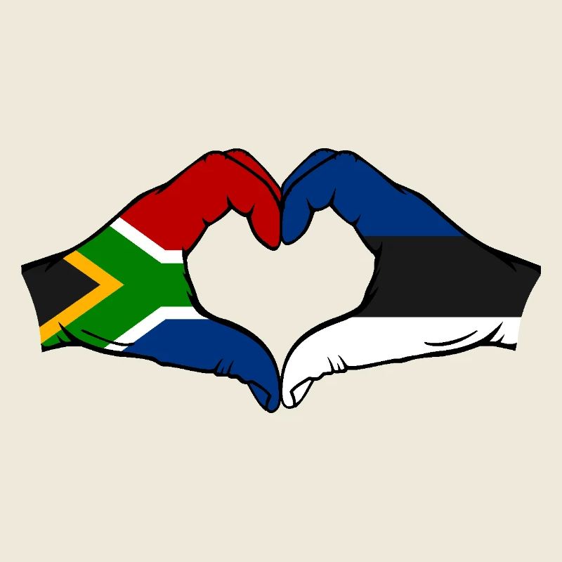Afrique du Sud Estonie Drapeau Mains Coeur Forme