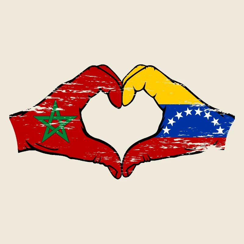Maroc Venezuela drapeau mains forme de coeur utilisé