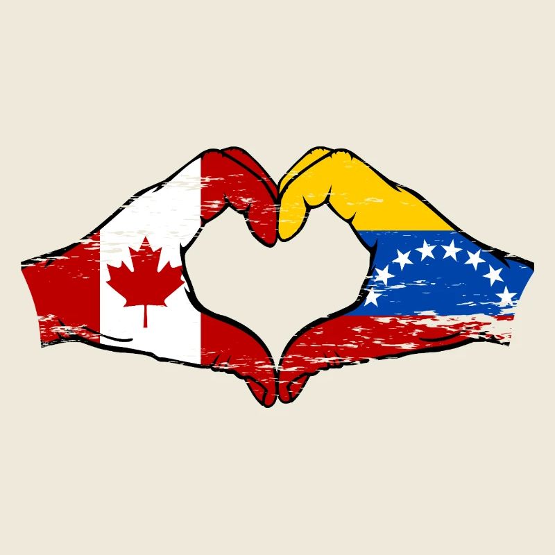 Kanada Venezuela Flagge Hände Herzform used