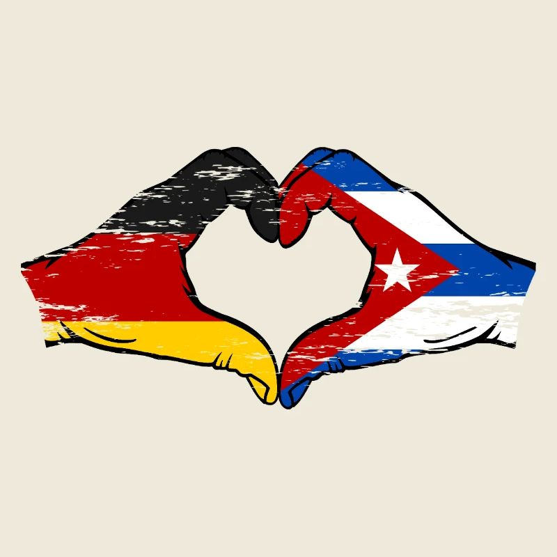 Allemagne Cuba Drapeau Mains Coeur Forme Utilisé