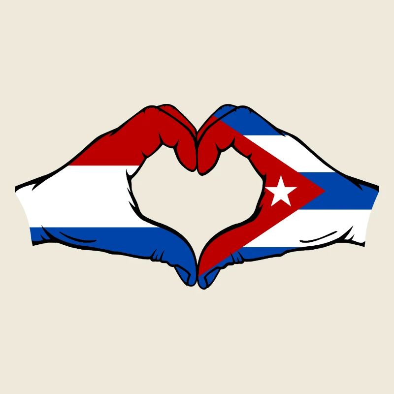 Holland Cuba Flag Hands Heart Shape