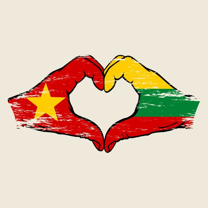 Vietnam Lituanie drapeau mains forme de coeur utilisé