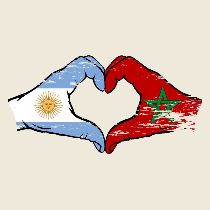 Argentine Maroc drapeau mains forme de coeur utilisé