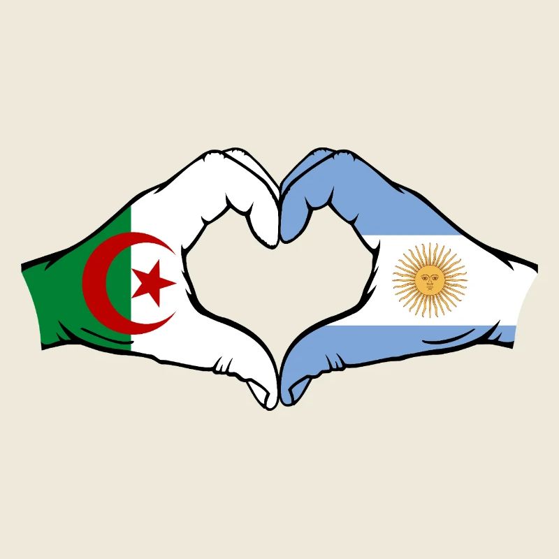 Algérie Argentine Drapeau Mains Coeur Forme