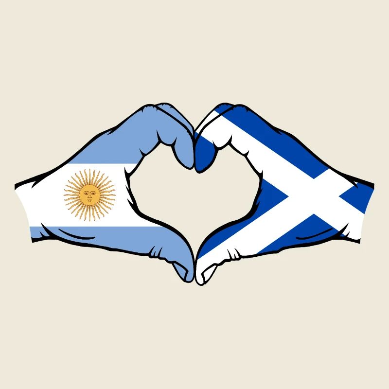 Argentine Ecosse Drapeau Mains Coeur Forme