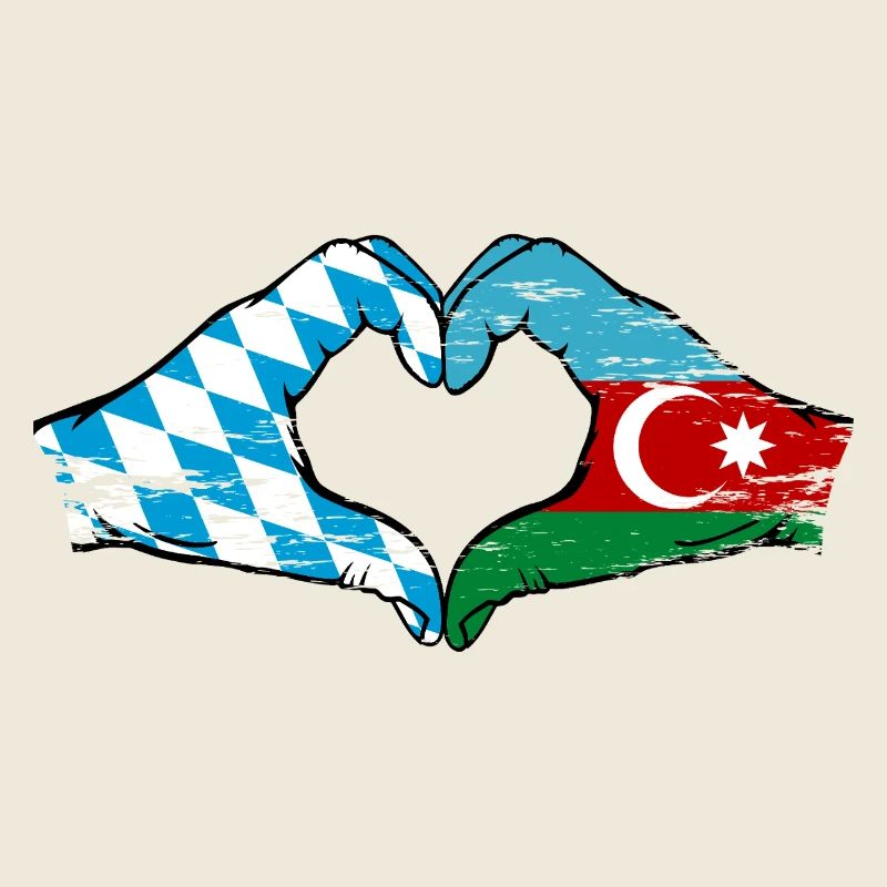 Bavière, Azerbaïdjan, Drapeau, Mains, Forme de coeur Utilisé