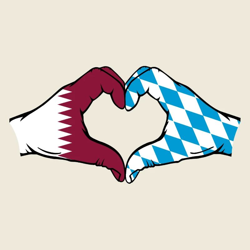 Qatar Bavaroise drapeau mains forme coeur