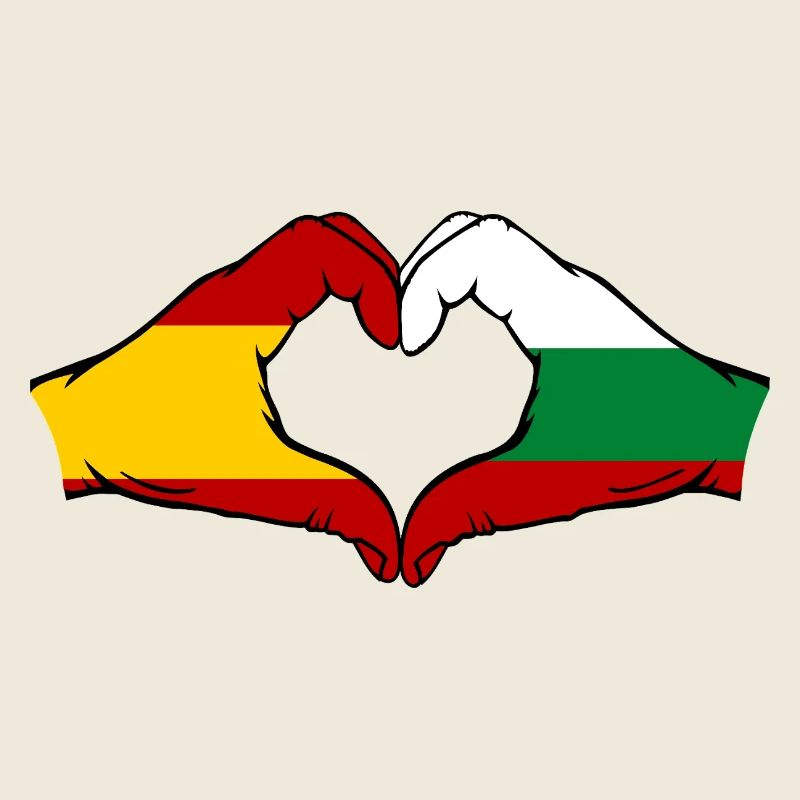 Spanien Bulgarien Flagge Hände Herzform