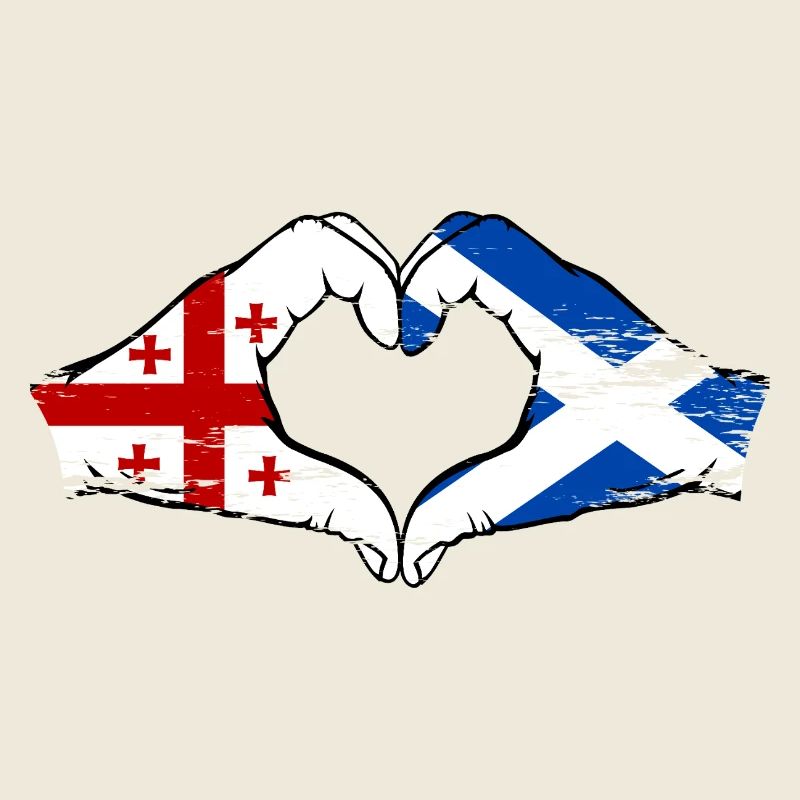 Géorgie Ecosse Drapeau Mains Coeur Forme Utilisé
