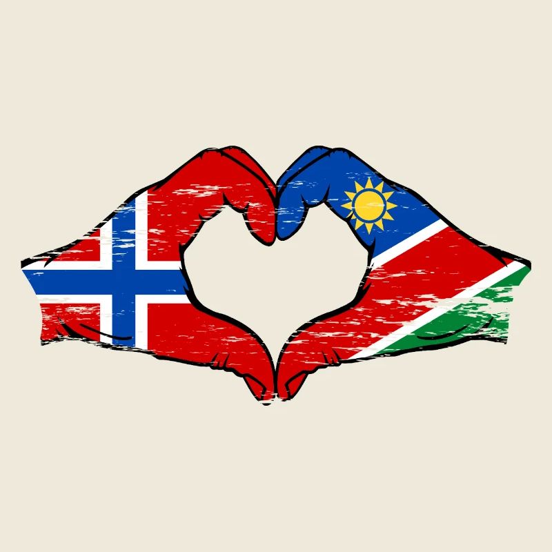 Norway Namibia Flag Heart