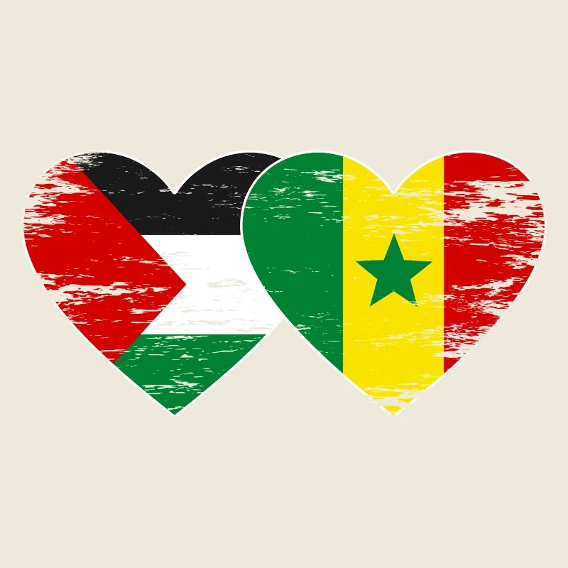 Palestine Sénégal drapeau coeur utilisé