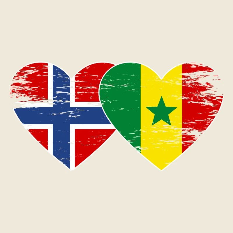 Norway Senegal Flag Heart