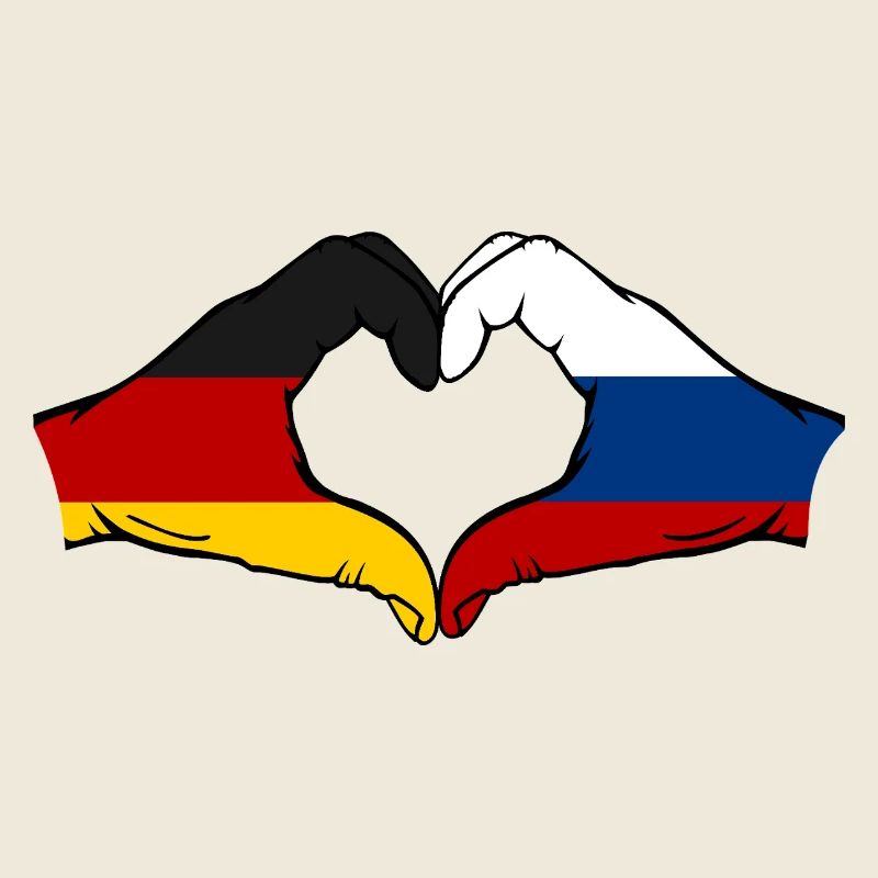 Cœur du drapeau Allemagne et de la Russie