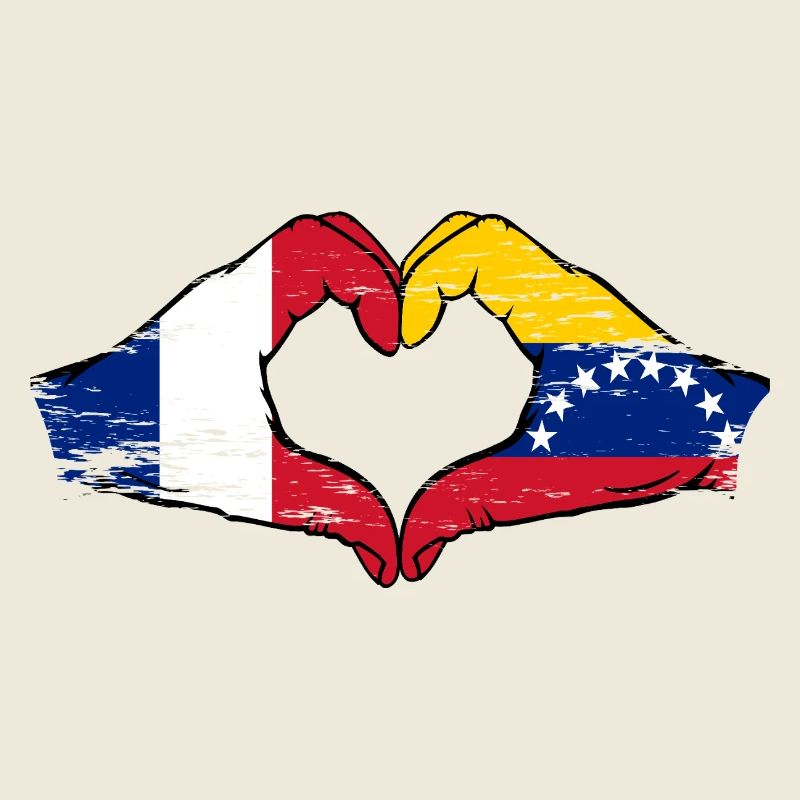 Drapeau du Venezuela Mains Forme de cœur