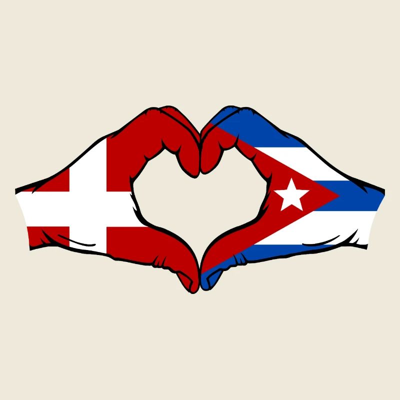 Denmark Cuba Flag Hands Heart