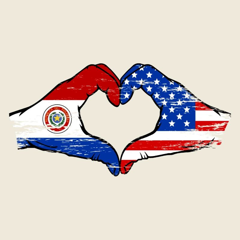 Paraguay USA Flags Heart