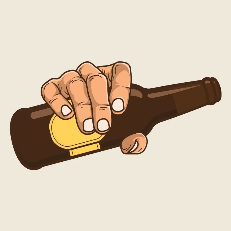 Hand mit brauner Flasche Bier