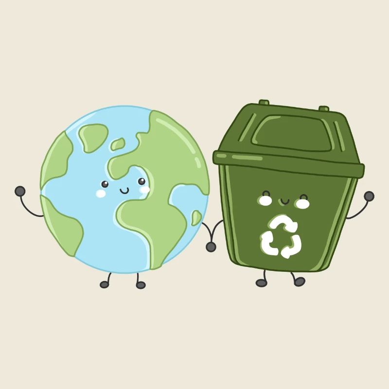 Le recyclage sur terre main dans la main