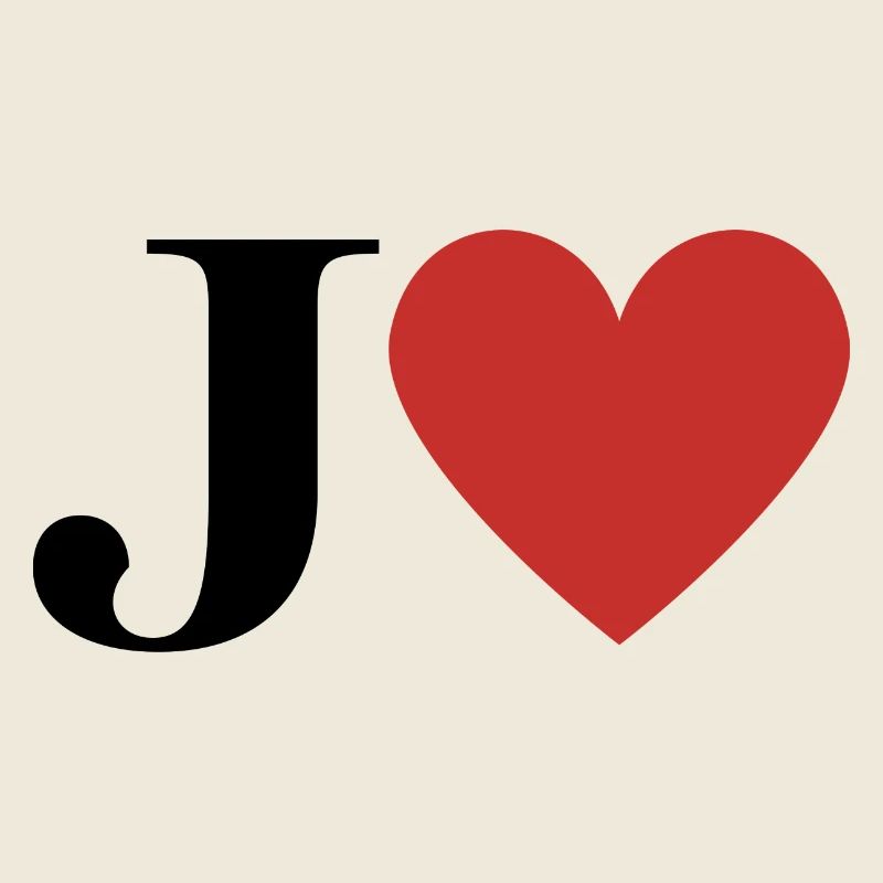 Letter j red heart