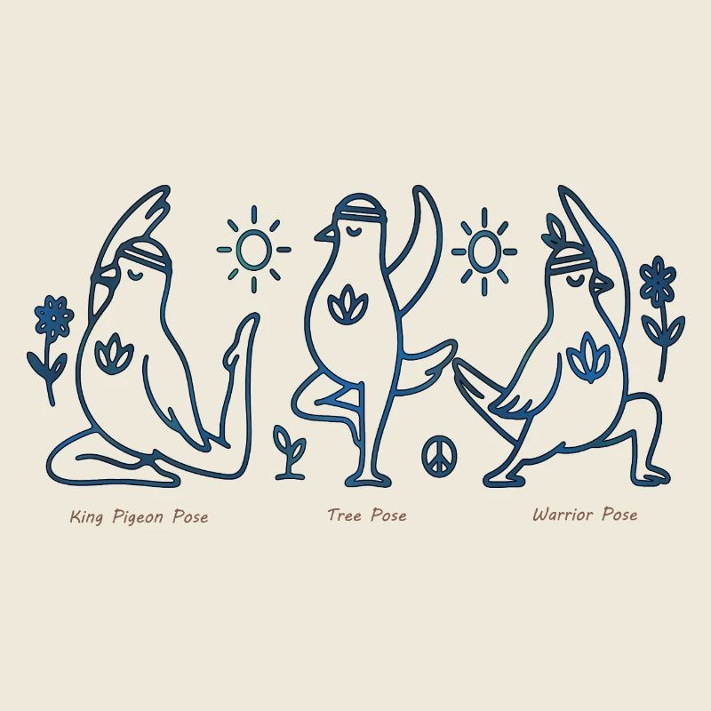 Three Penguins in Yoga Boho Peace