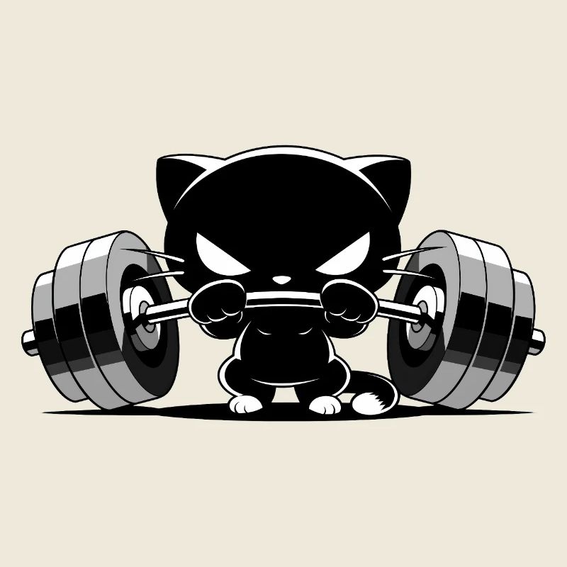 Bodybuilder Cat | Cute Gym Power Motif