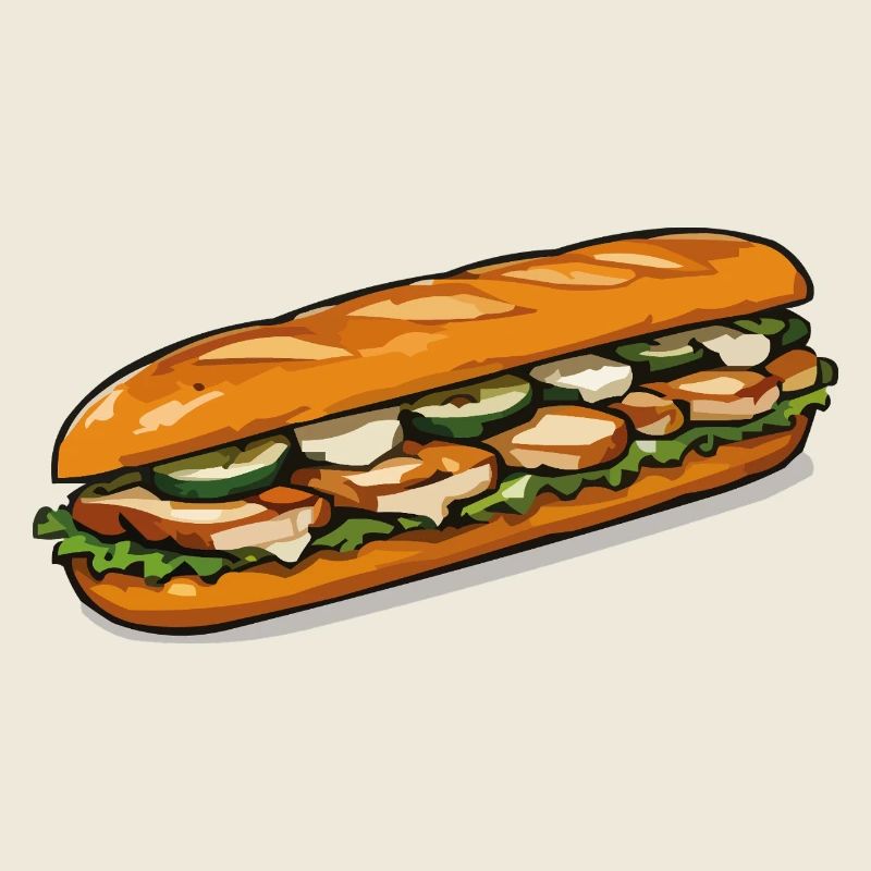 Colorful baguette sandwich