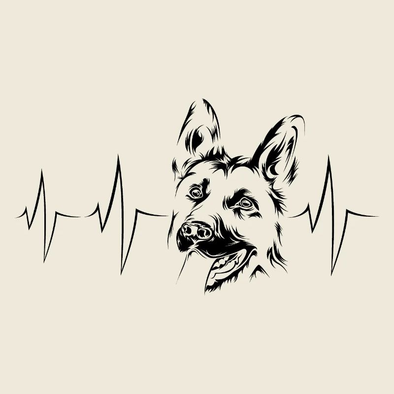 German Shepherd Icon Illustration Heartbeat Icon
