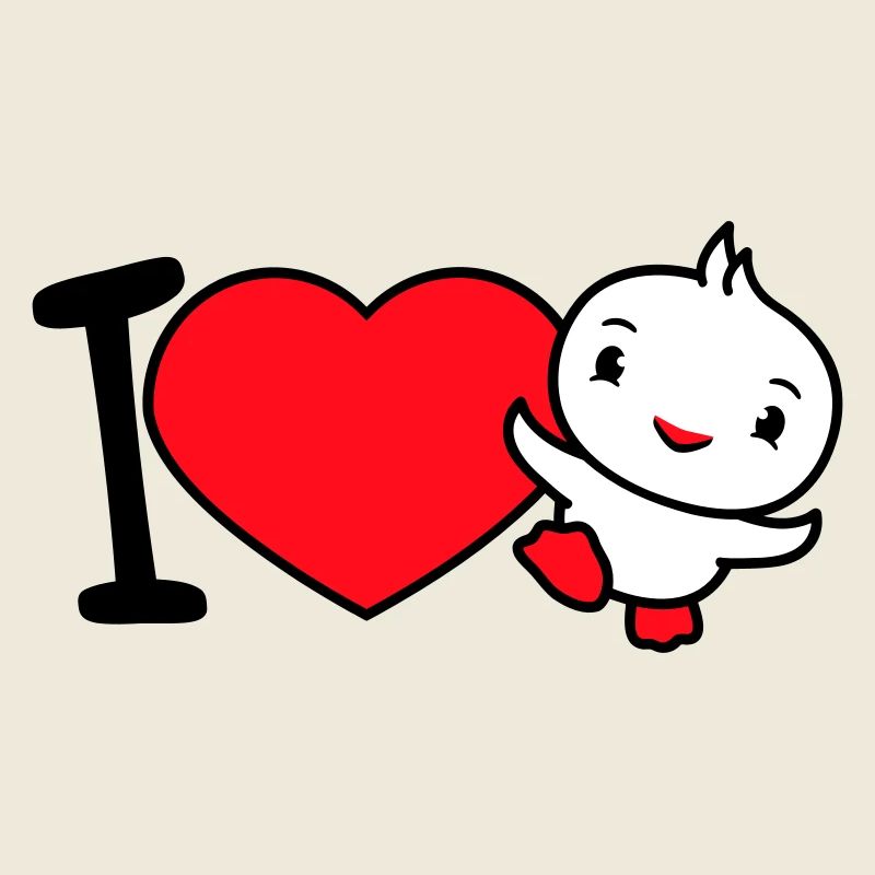 J’aime oiseau coeur symbole amour heureux mignon