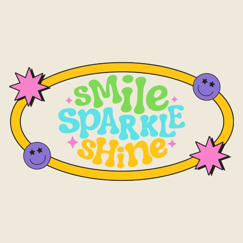 Colourful Retro Smile Text Design