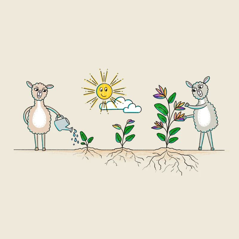 Jardin de lamas coloré