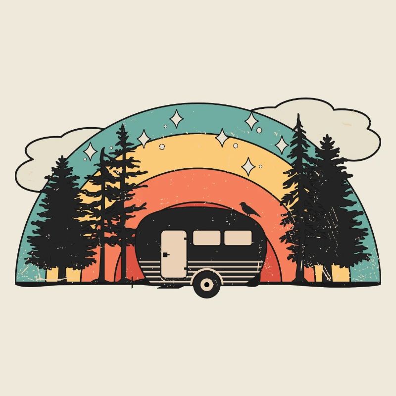Retro Sun Caravan Motorhome Caravan Camping