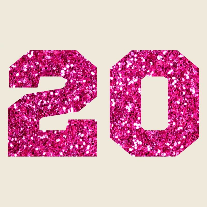 Numéro 20 paillettes rose - 20e anniversaire