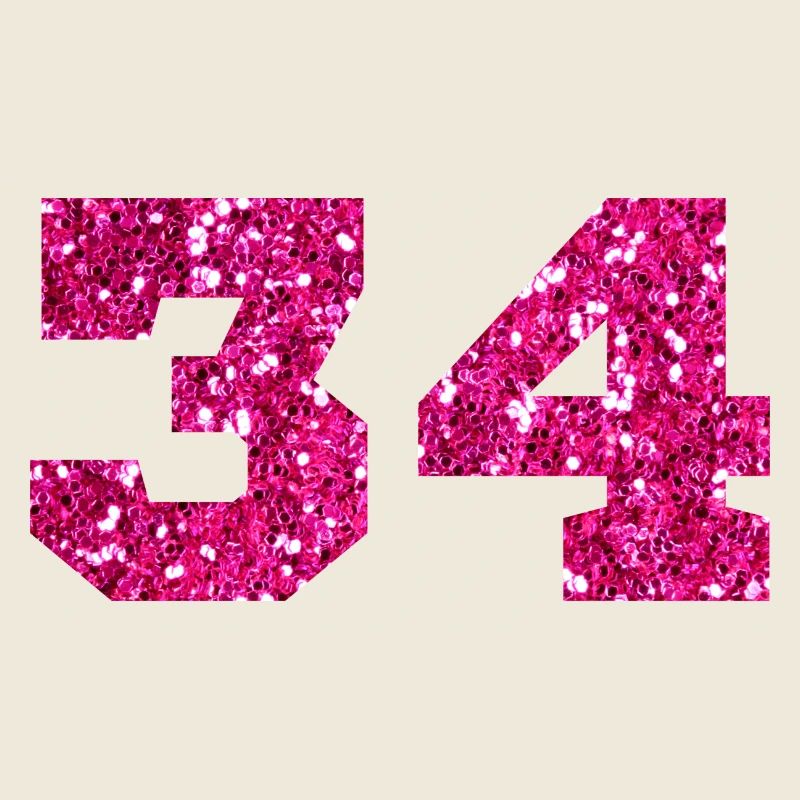 Numéro 34 paillettes rose - 34e anniversaire