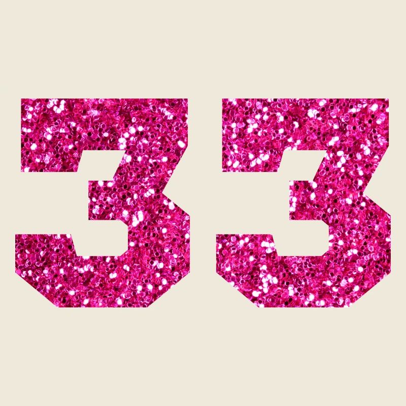 Number 33 Pink Glitter - 33rd Birthday