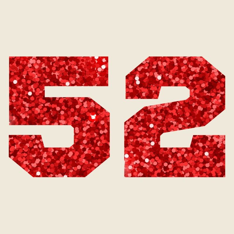 Number 52 Red Glitter - 52nd Anniversary