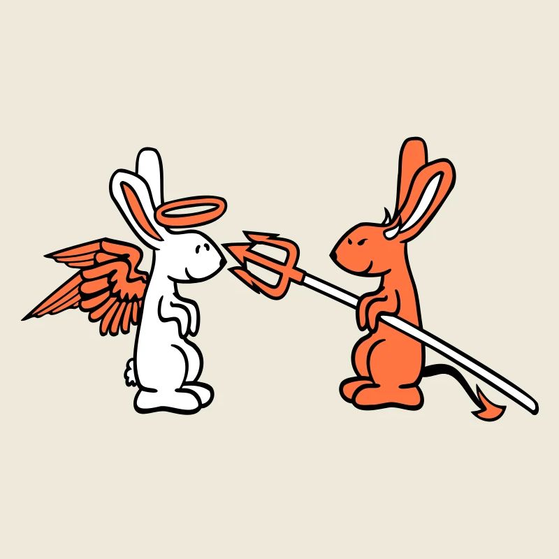 Lapin Ange Conscience Diable Démon Mal Satan Enfer