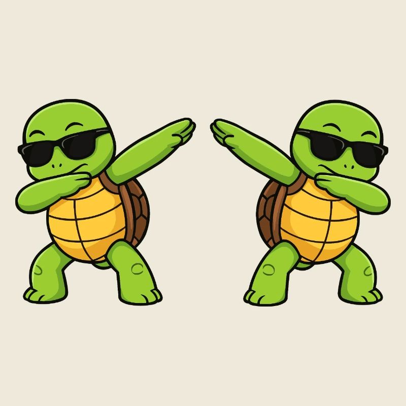 Dab turtle duo with sunglasses