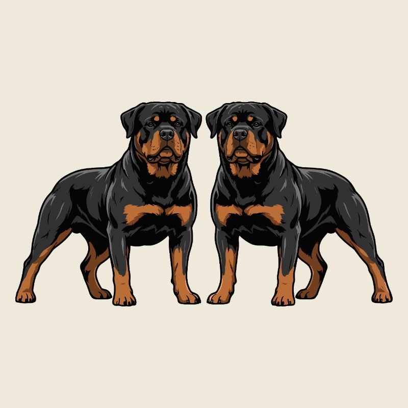 Duo double rottweiler : deux chiens côte à côte