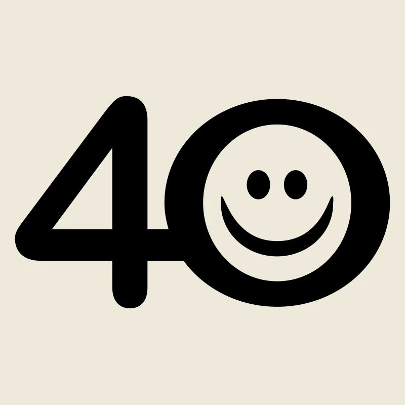 Zum Vierzigsten: 40 mit Lächel-Emoticon