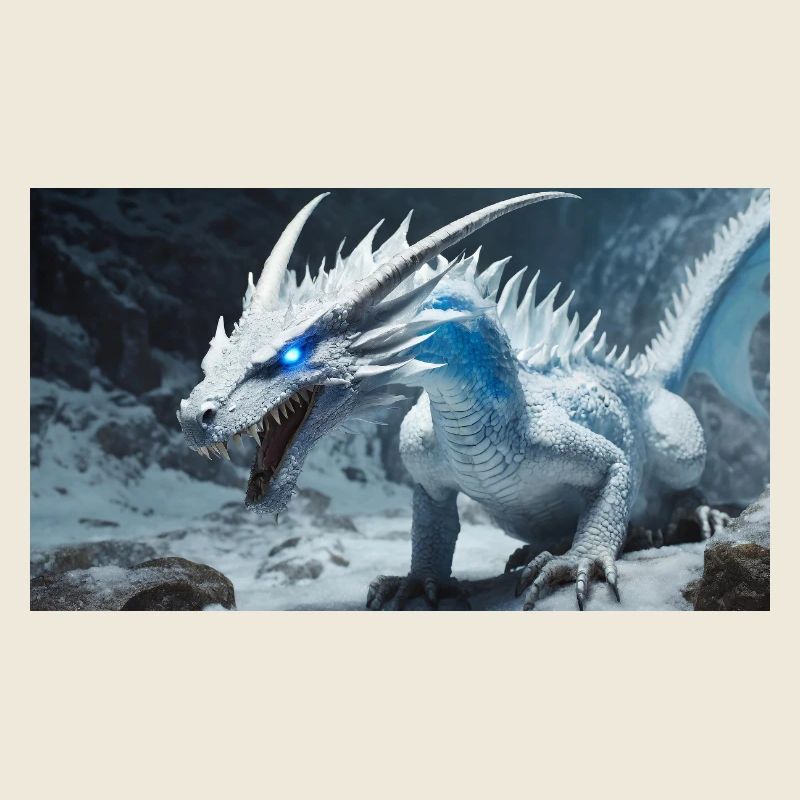 A realistic majestical white ice dragon