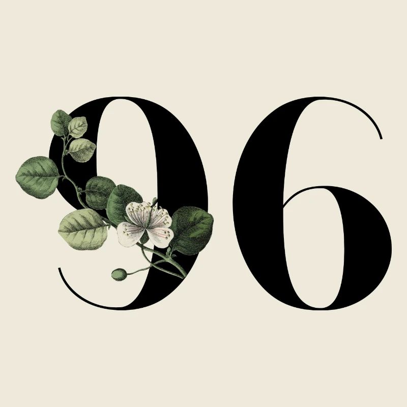 Numéro 96 floral vert - 96e anniversaire floral