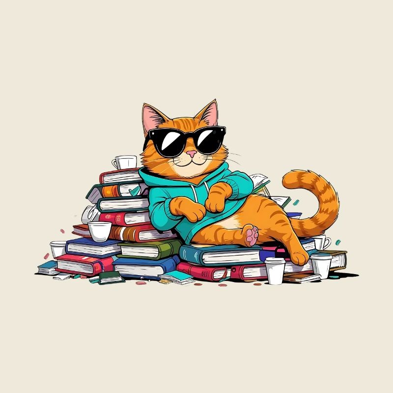 Chat rat de bibliothèque décontracté avec des lunettes de soleil